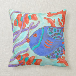 Pop-Coloured Fish Throw Pillow