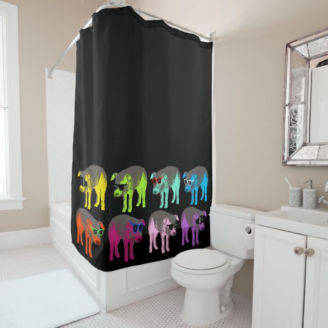 Pop Colours Chinese Pig Year Zodiac Shower Curtain (In Situ)