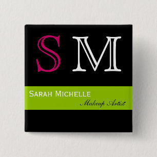 Pop Colours in Pink Green and Black 2 Inch Square Button