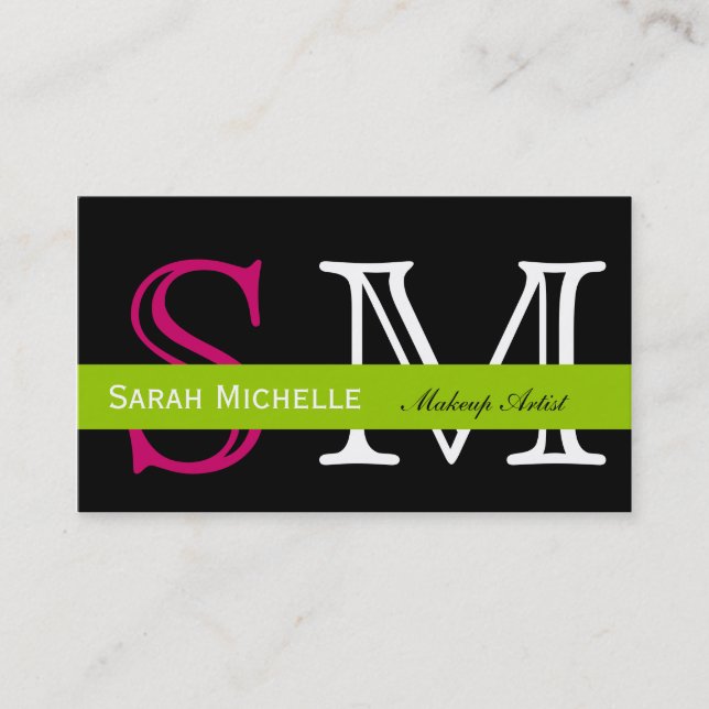 Pop Colours in Pink Green and Black Business Card (Front)