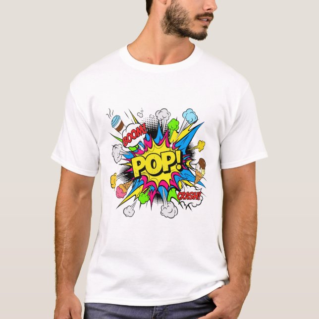 Pop Crash Ice Creams T-Shirt – Fun Summer Dessert  (Devant)