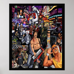 Pop Culture Cartoon Movie Music Collage Mosaic 199 Poster
