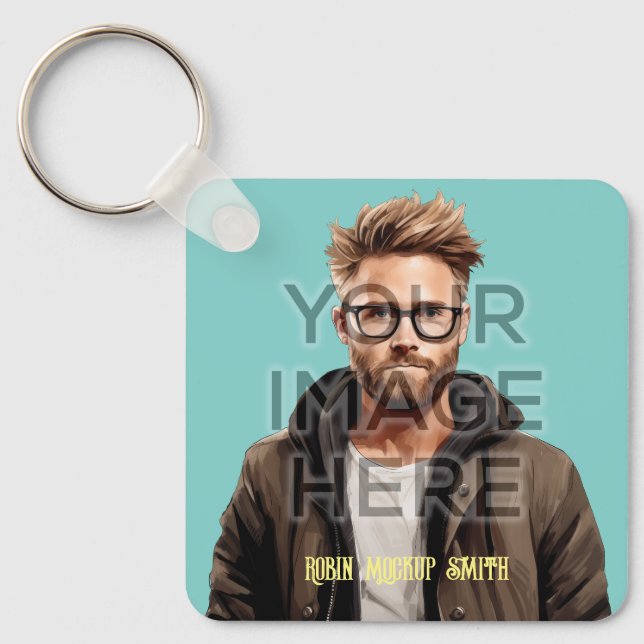 Pop Culture Signable Add Photo Personalized Custom Keychain (Front)