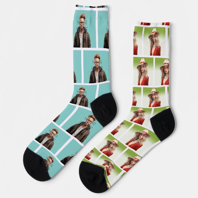 Pop Culture Signable Add Photo Personalized Custom Socks (Left)