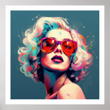 Pop Culture Vibrant Colours Girl with Glasses