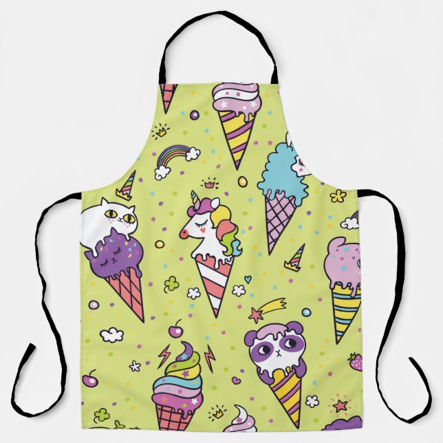 Pop Cute Ice Cream: Animal Pattern Apron (Front)