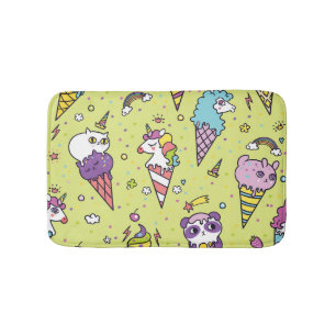 Pop Cute Ice Cream: Animal Pattern Bath Mat