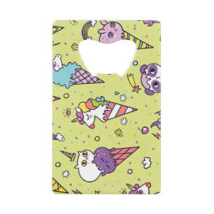 Pop Cute Ice Cream: Animal Pattern Credit Card Bottle Opener