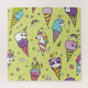 Pop Cute Ice Cream: Animal Pattern Jigsaw Puzzle