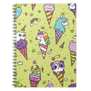 Pop Cute Ice Cream: Animal Pattern Notebook