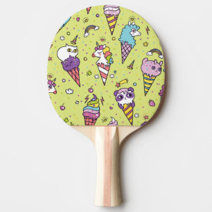Pop Cute Ice Cream: Animal Pattern Ping Pong Paddle