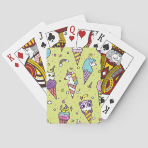 Pop Cute Ice Cream: Animal Pattern Playing Cards