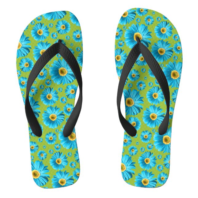 Pop Daisy Aqua Blue Flip Flops (Footbed)