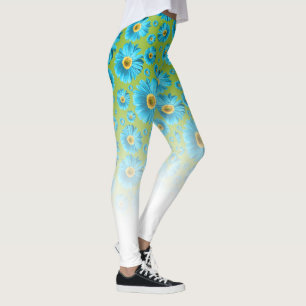 Pop Daisy Aqua Blue Leggings
