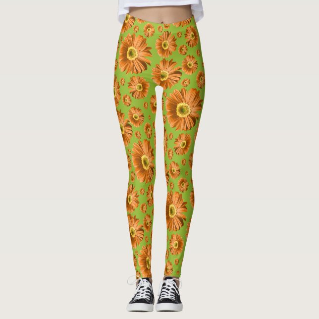 Pop Daisy Orange Leggings (Front)