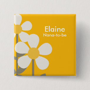 POP DAISY Yellow Flowers Personalized Button