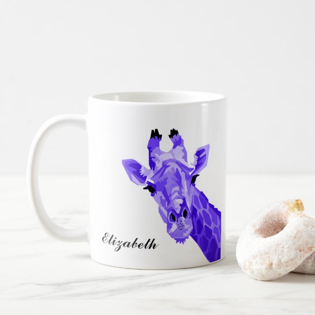 Pop de Giraffe violette Art café personnalisé Mug (Avec donut)