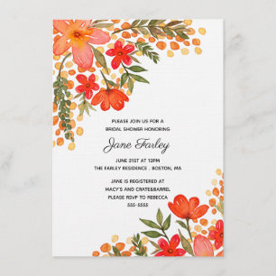 Pop de Red Floral Bridal Shower Invitation