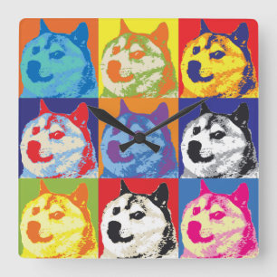 Pop Doge Square Wall Clock