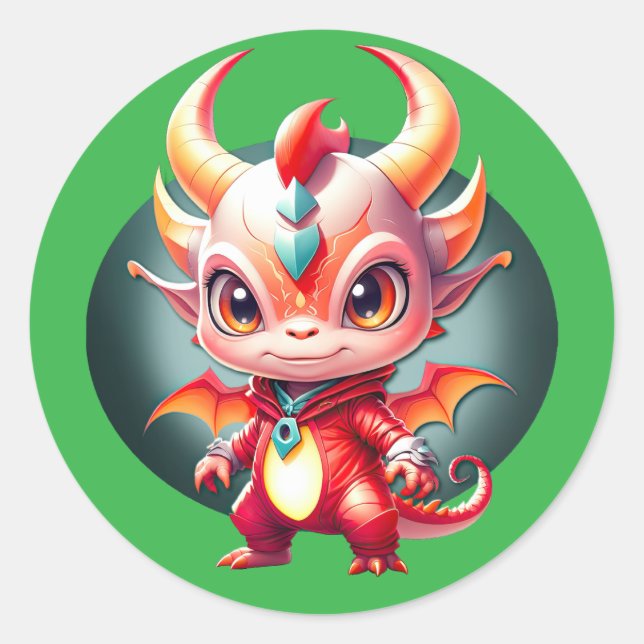 Pop Dragon Classic Round Sticker (Front)