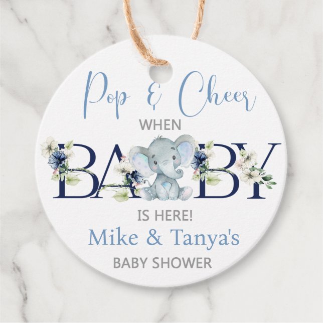 Pop et applaudissez les étiquettes de baby shower  (Devant)