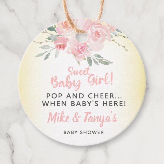 Pop et applaudissez les étiquettes de baby shower  (Devant)