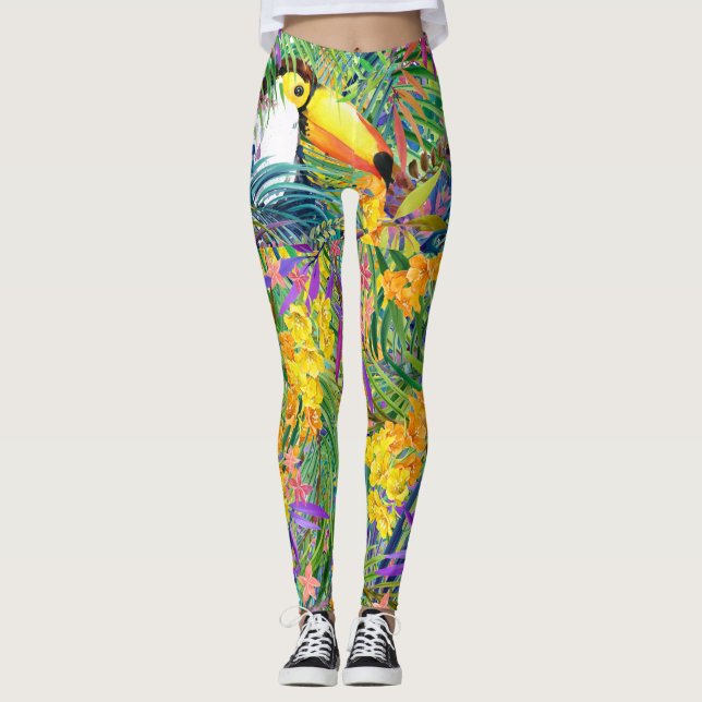 Pop Fashion Tropical Toucan Leggings (Front)