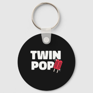 Pop Fathers Day Dad Of Twins  Keychain