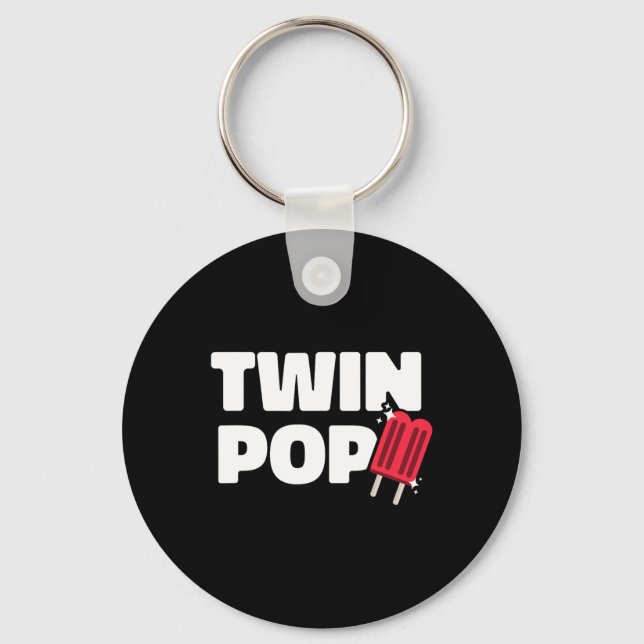 Pop Fathers Day Dad Of Twins  Keychain (Front)