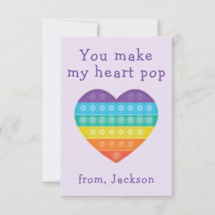 Pop fidget classroom valentine lavendar note card