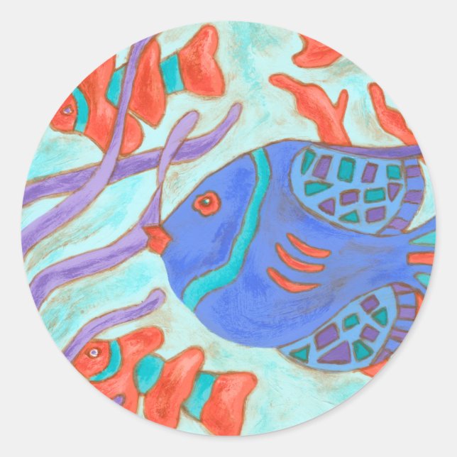 Pop Fish Classic Round Sticker (Front)