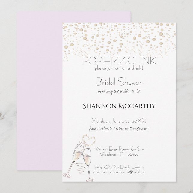 Pop Fizz Clink Bridal Shower Inviation Invitation (Front/Back)