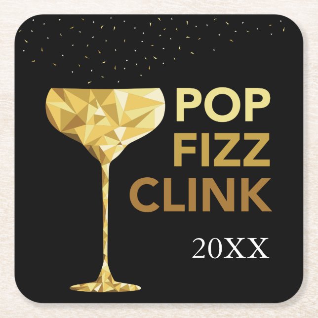 Pop Fizz Clink Champagne Coasters (Front)