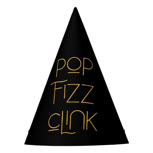 Pop Fizz Clink Elegant Typography Party Hat (Front)
