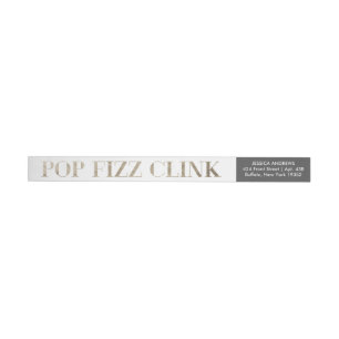 Pop Fizz Clink Faux Gold Foil Holiday Labels