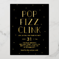 Pop Fizz Clink Foil Holiday Party Postcard