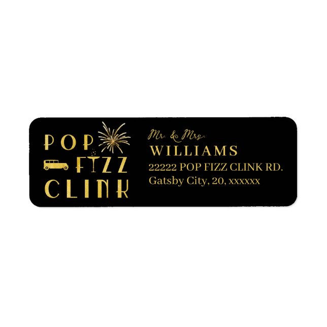 Pop Fizz Clink Gold Typograpy Modern New Years Eve (Devant)