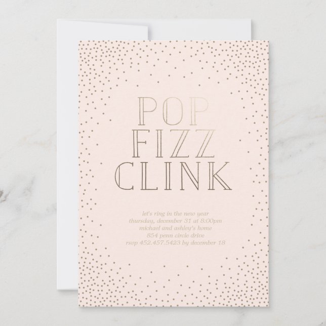 POP FIZZ CLINK holiday party invitation (Front)