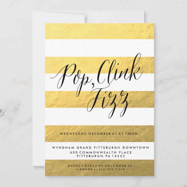 POP FIZZ CLINK Holiday Party Invitation (Front)