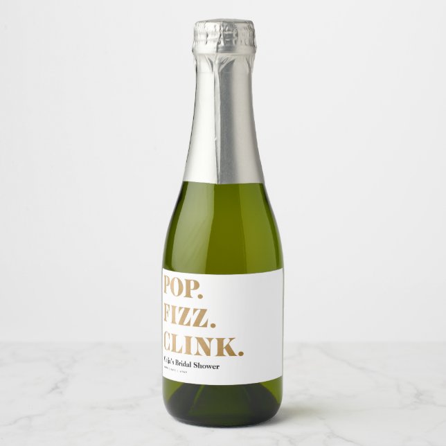 Pop Fizz Clink Mini Sparkling Wine Bottle Labels (Front)