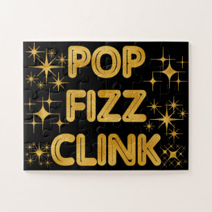 Pop Fizz Clink Modern Typography New Year's Eve Jigsaw Puzzle