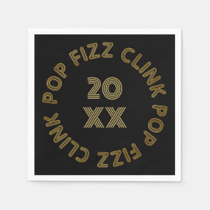 Pop Fizz Clink Modern Typography New Year's Eve Napkin