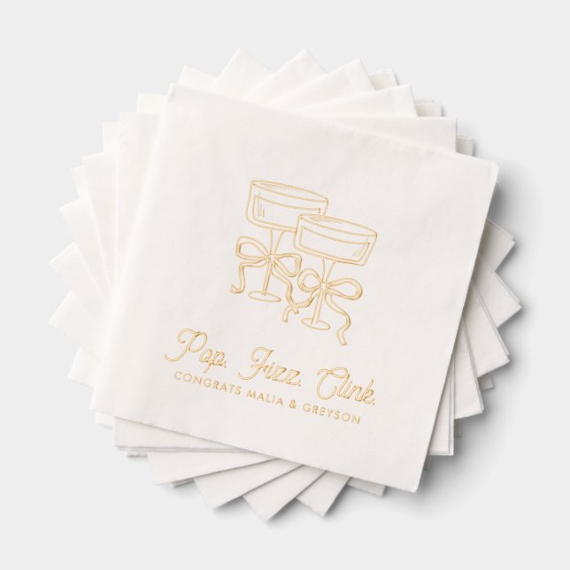 Pop Fizz Clink Personalized Engagement Napkins (Insitu (Stacked))