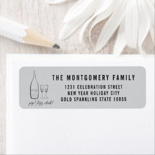 Pop Fizz Clink Stylish Silver Champagne Address