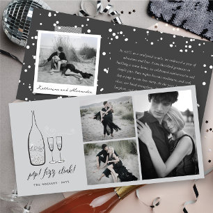 Pop Fizz Clink Stylish Silver Champagne Chic Photo Holiday Card