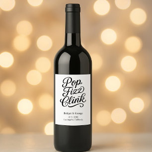pop fizz clink typography - Elegant Charm Wine Label
