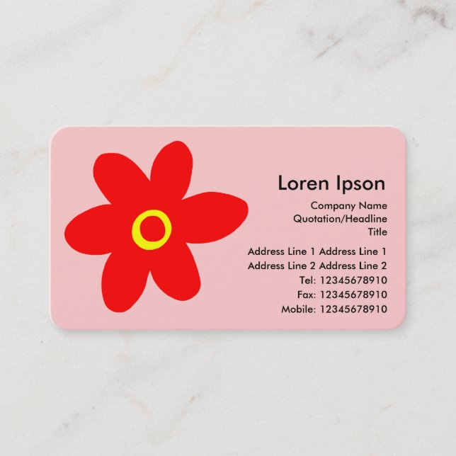 Pop Flower - Pink (FFCCCC) Business Card (Front)