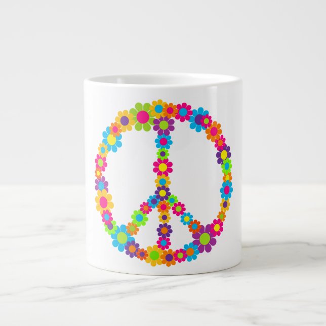 Pop Flower Power Peace Large Coffee Mug (Front)