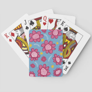 Pop Flowers pink Playing Cards