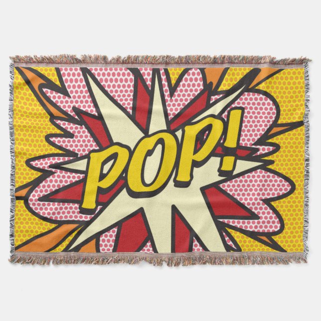 POP Fun Retro Comic Book Pop Art Throw Blanket (Front)